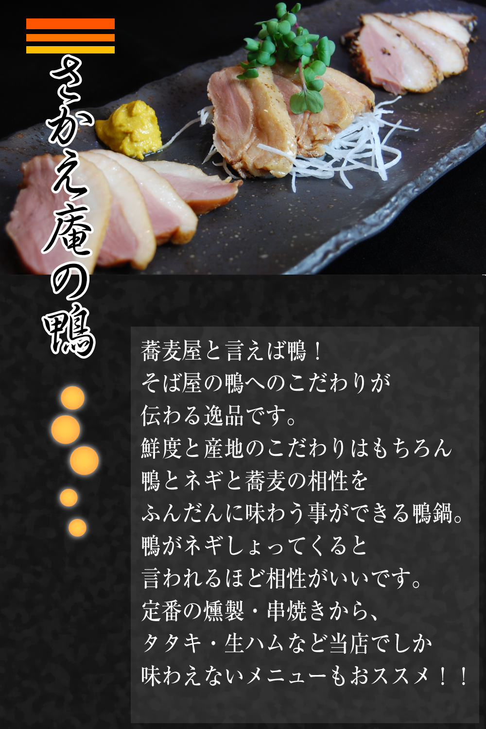 京都四条烏丸の居酒屋　日本酒・そば料理・鴨料理は、そば酒菜さかえ庵